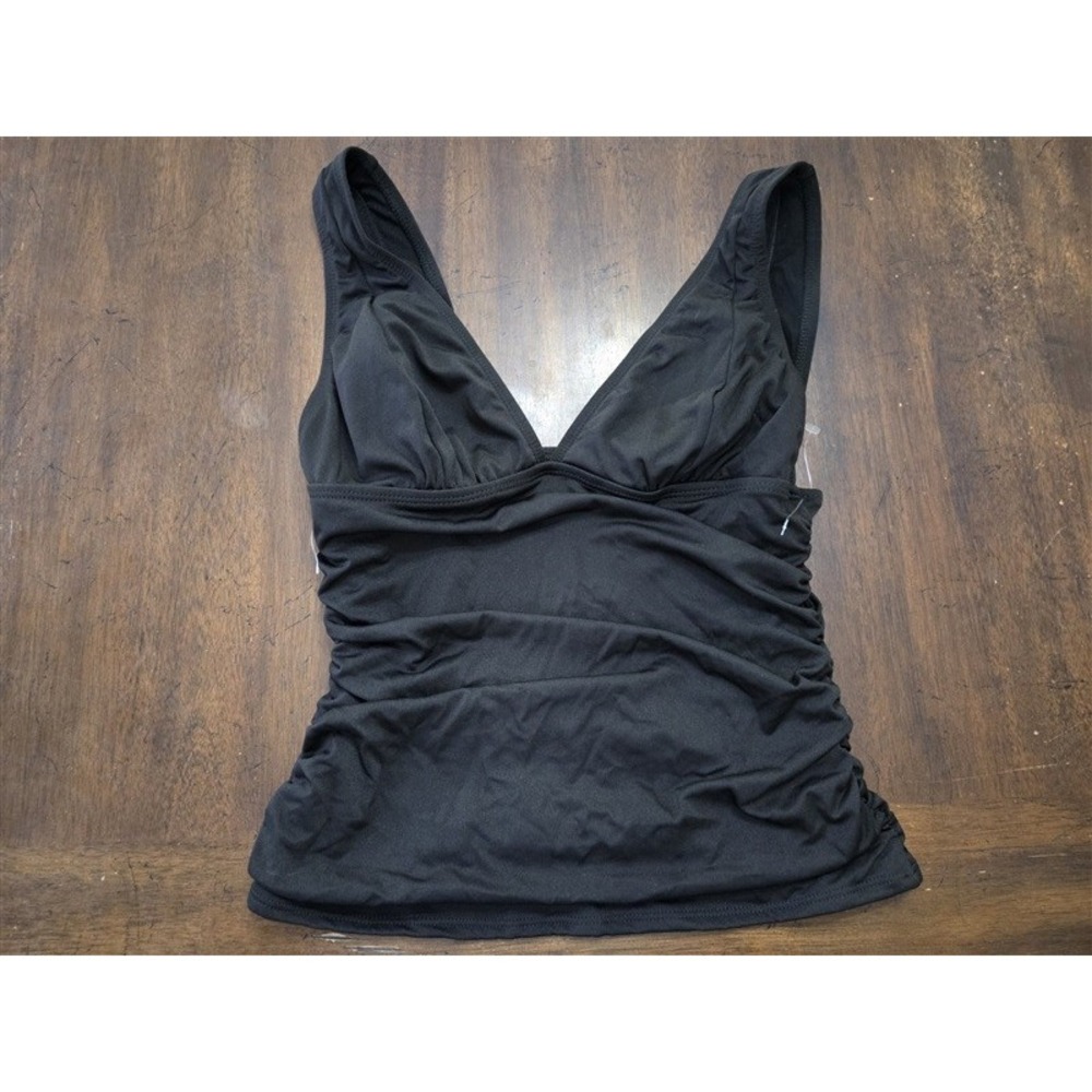 NWT Inches Off 12 Black V Neck Ruffle TANKINI TOP 131861